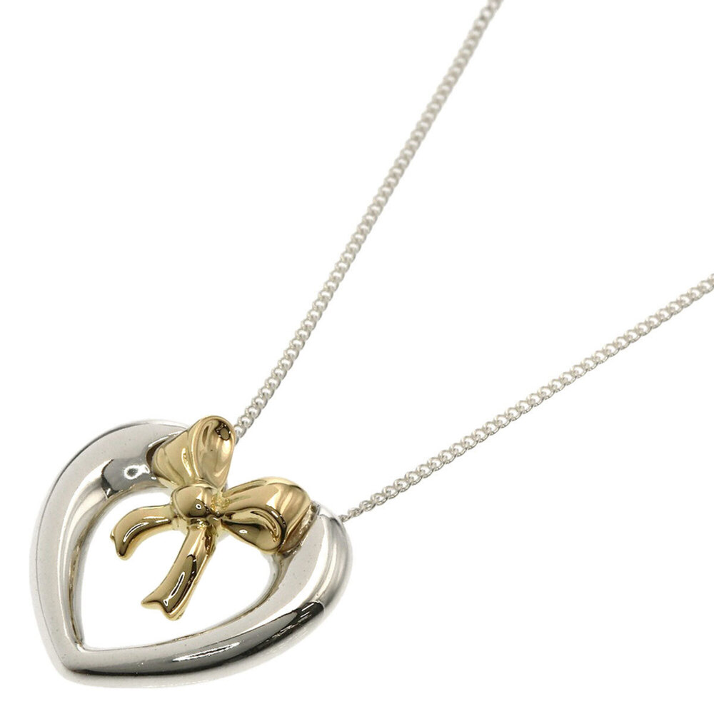 Tiffany & Co. Heart Ribbon Necklace, Silver/18K Yellow Gold, Women's.